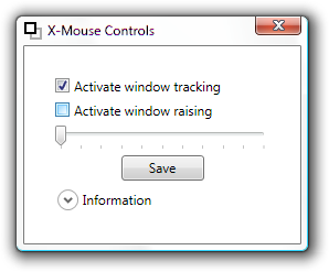 Screenshot of the main window of X-Mouse Controls v1.0.0.0, running on Windows Vista