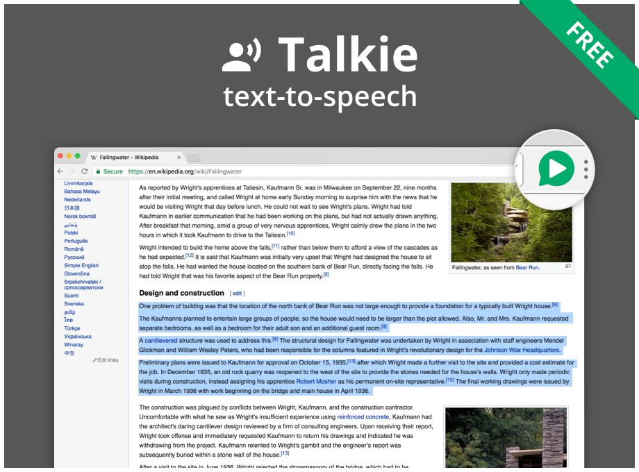 Talkie logotype, a speech bubble with a play button inside